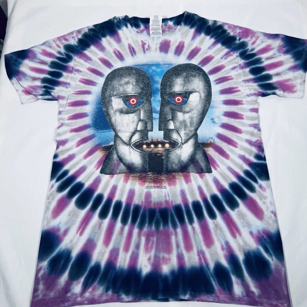 VINTAGE PINK FLOYD DIVISION BELL SUNDOG TIE DYE SHIRT Men’s M big logo y2k pink